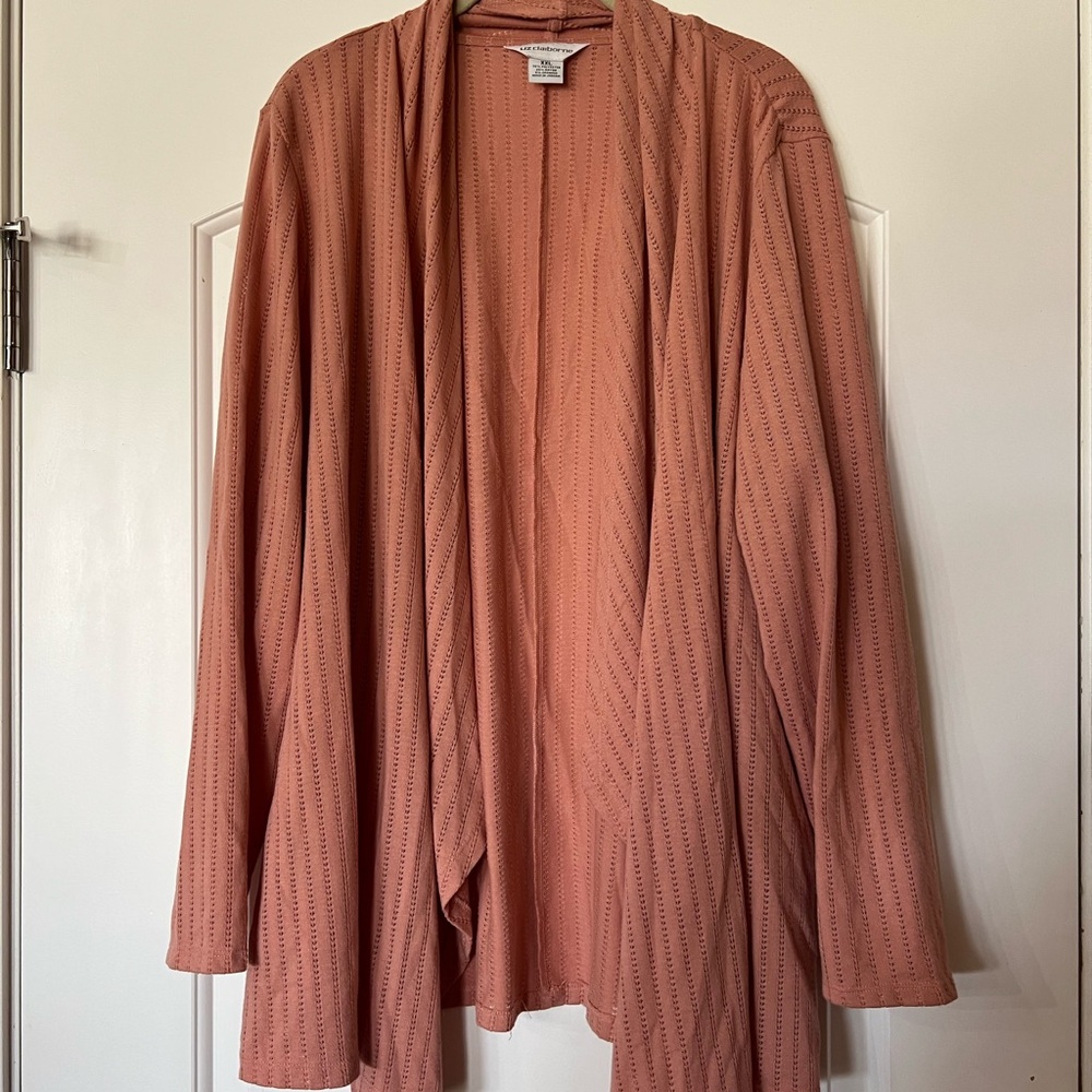 487 Liz Claiborne Pink Patterned Breatheable Cardigan Size XXL